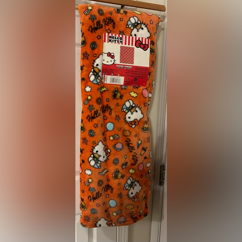 NWT Hello Kitty orange cloud throw “So Varsity” blanket